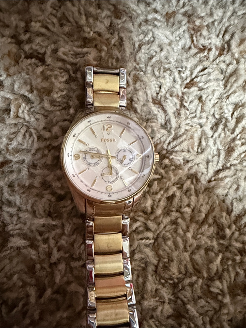 Fossil Two-Tone Gold and Silver Stainless Steel Bracelet Watch